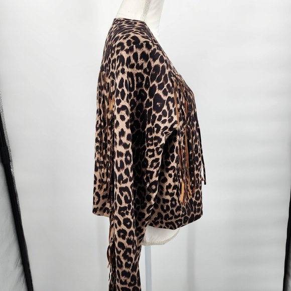 VOCAL APPAREL Fringe Cropped Leopard Print Western Jacket Plus Size 1X-3X NWT - Picture 7 of 11